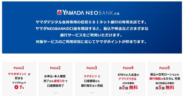 YAMADA NEOBANKの特徴（同社ホームページより）