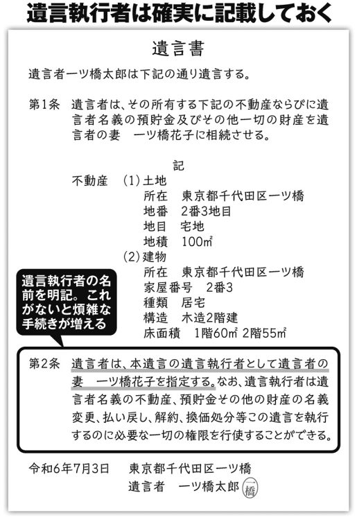 遺言執行者は確実に記載しておく