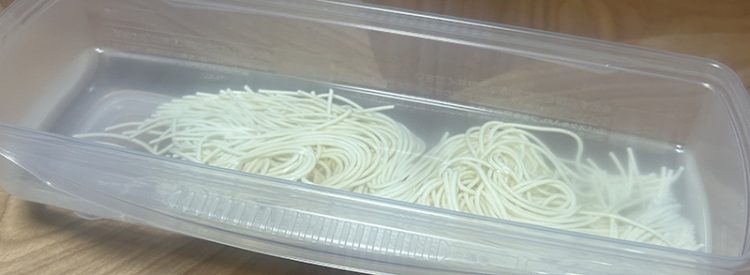 パスタは事前の水づけでゆで時間が1分に