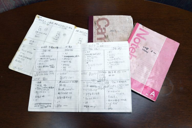 夕立荘では選手たちに出すメニューを事細かにノートに書いて記録している（撮影／杉原照夫）