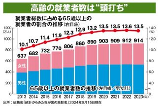 【働く人の「7.4人に1人」が65歳超】過去最多を更新する「高齢者就業」の実態　「高齢者の高齢化」が進み就業率は実質マイナスに