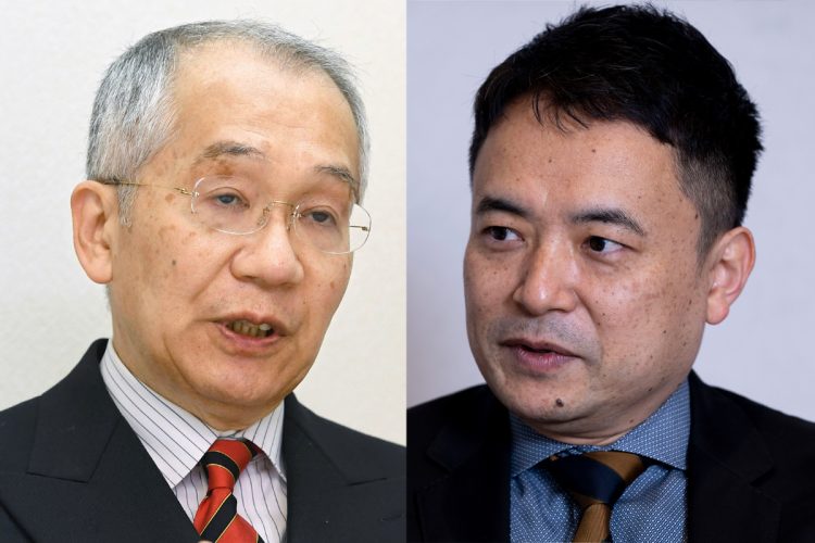 社会学者・橋爪大三郎氏（左）とジャーナリスト・峯村健司氏が対談（写真／共同通信社、本誌撮影）