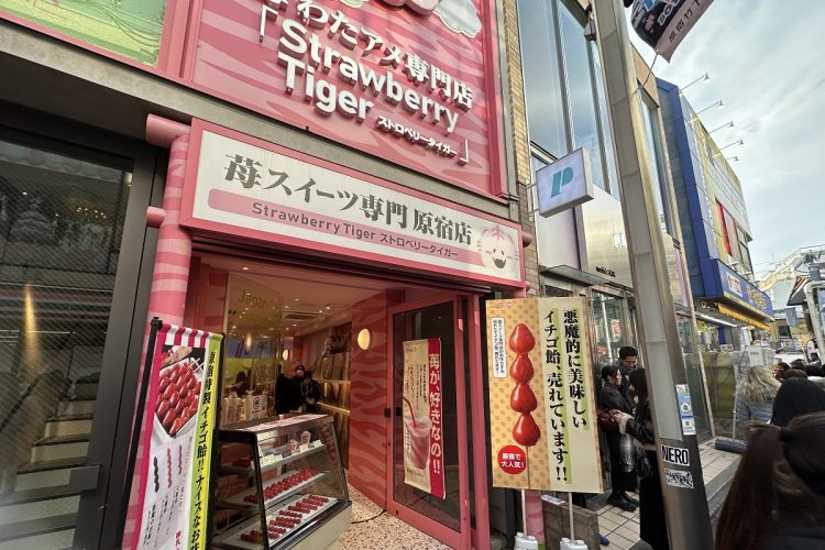 とにかくいちご飴を売る店が多い