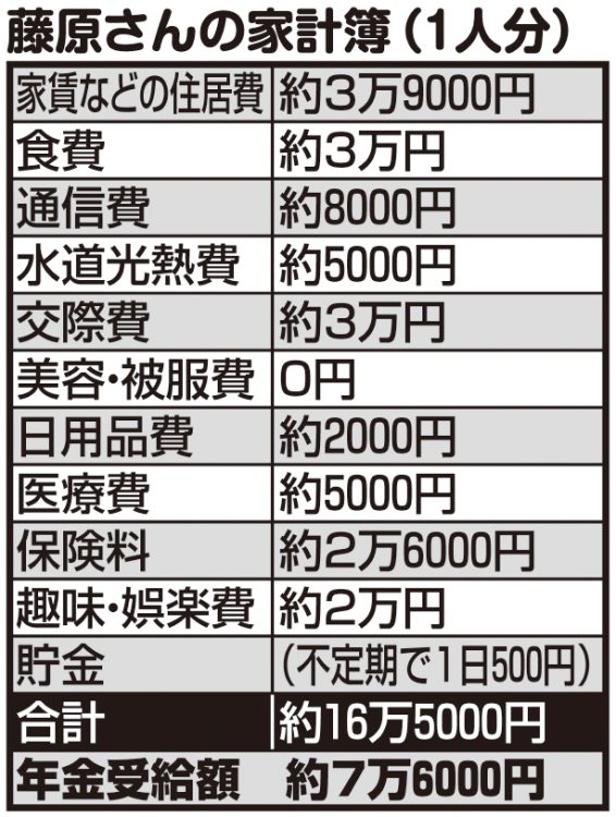 藤原さんの家計簿（1人分）