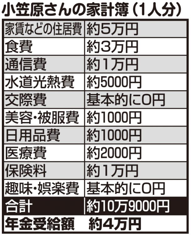 小笠原さんの家計簿（1人分）